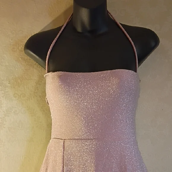 Elegant Pink Spaghetti Strap Dress, Retro Vibes. Stretchy,Size Large. Fairy Core - Picture 2 of 16